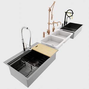 3D Kitchen Faucet and Sink Collection