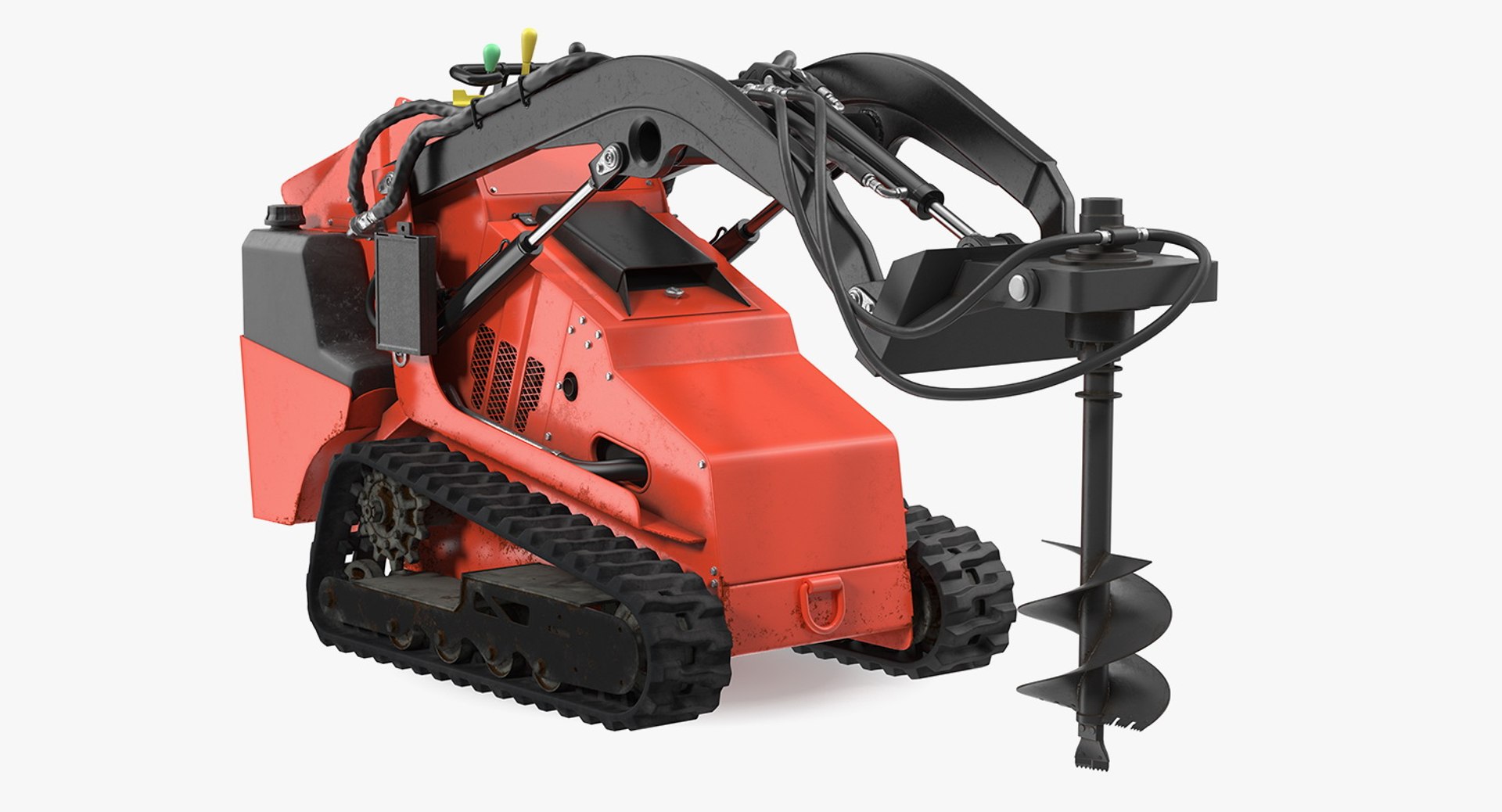 Mini Skid Steer with Auger Drill Rigged 3D model preview