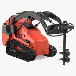 Mini Skid Steer with Auger Drill Rigged
