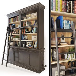 Versailles Bookcase with Ladder in black. Maisons du monde