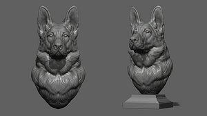 German shepherd bust 3D model