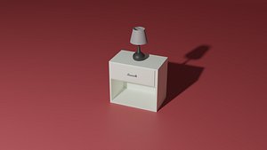 Night stand with a lamp 3D model