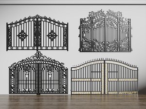 3D Ornate Wrought Iron Gate Collection model