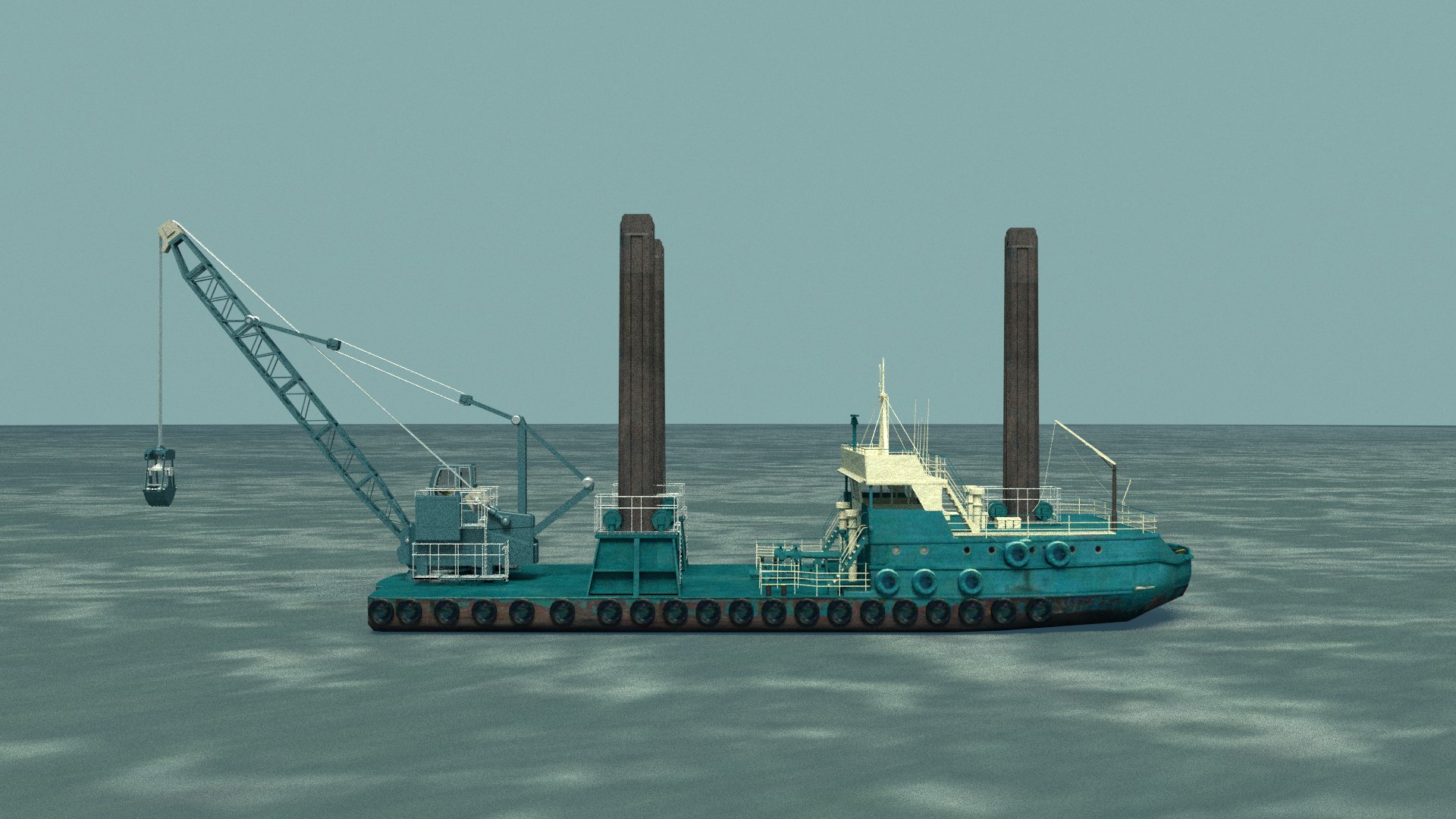 Dredger Barge 3d Model