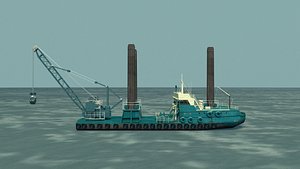 dredger barge 3d model