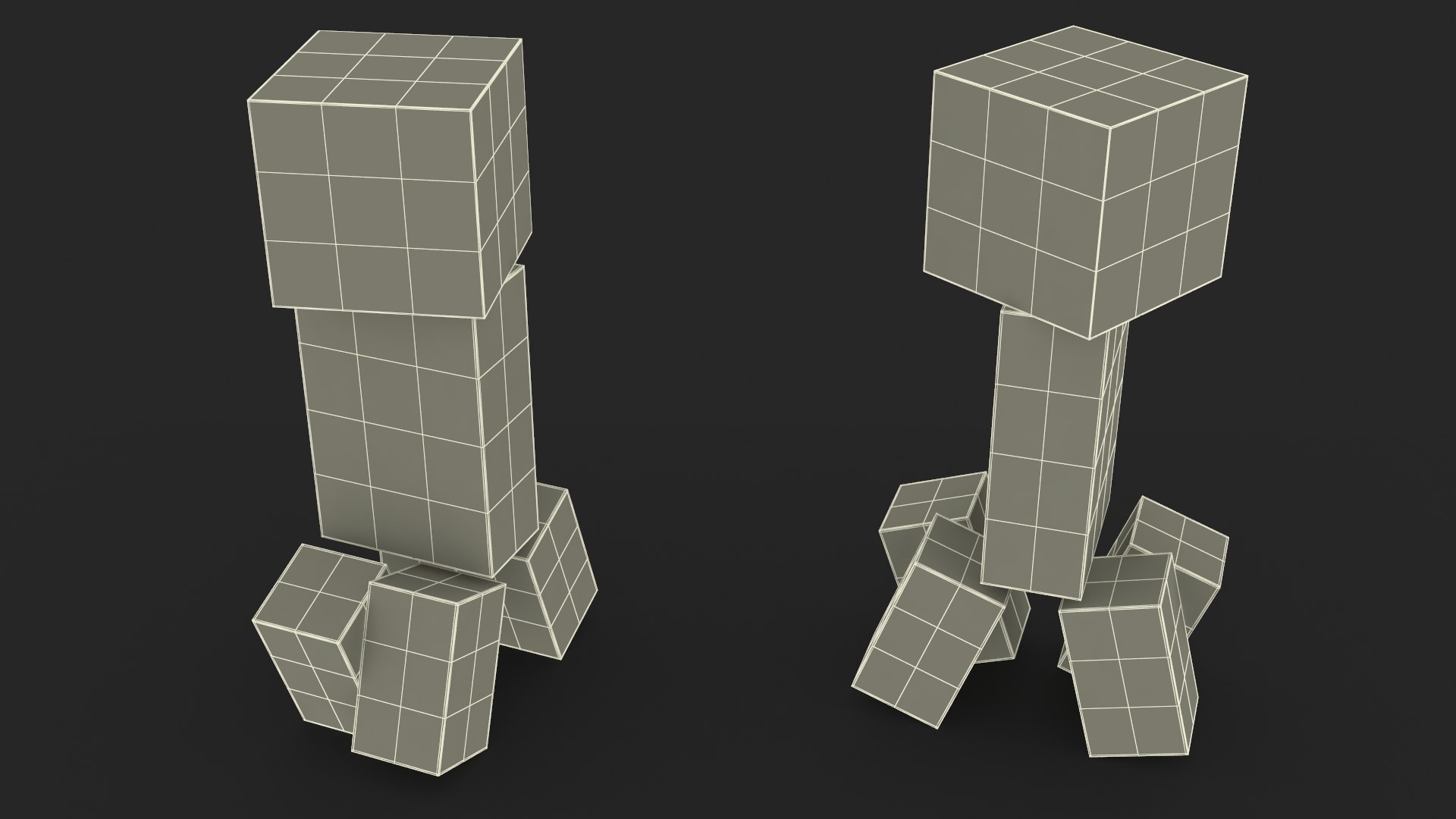 Minecraft Creeper Character model https://p.turbosquid.com/ts-thumb/8N/pyfLb1/Jc/minecraftcreepercharactervray3dmodel016/jpg/1728897032/1920x1080/fit_q87/e4fdab5694d9cf7ce1c2fd7376de5a33aa70d3f6/minecraftcreepercharactervray3dmodel016.jpg