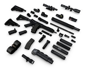 M4A1 SOPMOD, SCAR-H, AK47, Milkor MGL, M1911, Silverballer Weapons collection