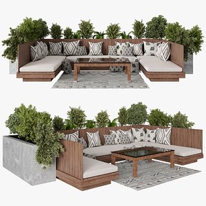 Backyard and Landscape Furniture Dining Zone Set 3D model