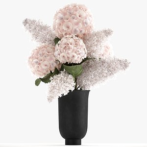 3D Bouquet of white flowers in a vase 165 model