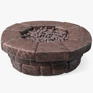 3D Round Stone Fire Pit Table