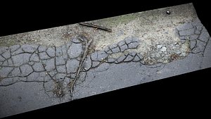 3D destroyed road cracked asphalt part2 photogrammetry model