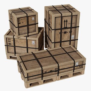 Wooden Crates Set 3D model