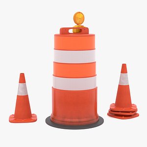 Traffic Barrel Barricade and Cone model