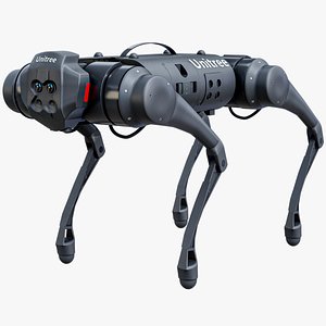 3D Unitree Go1 Robot Dog Black PBR
