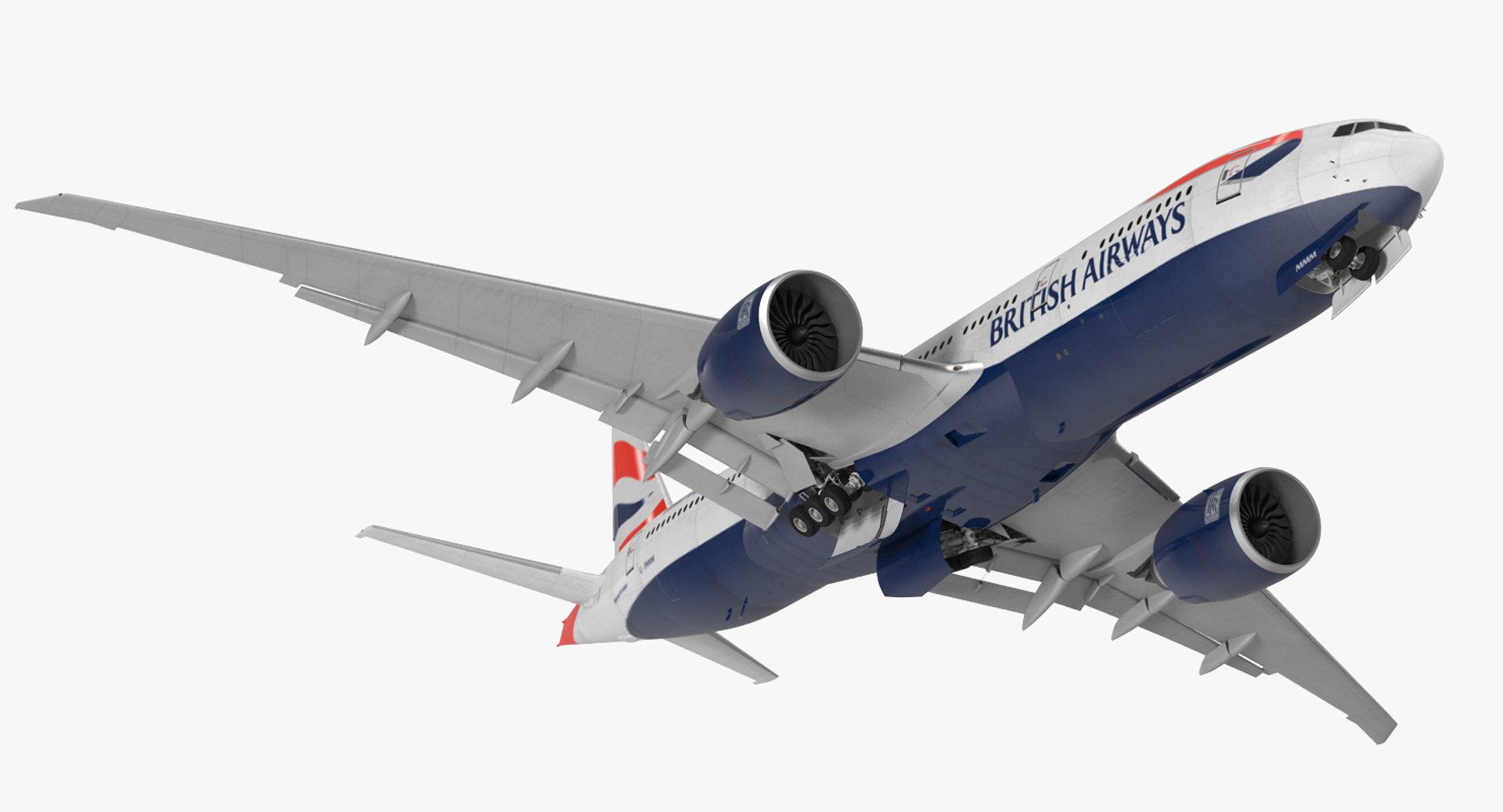Boeing 777 200LR British Airways Rigged 3D Model 3D model preview