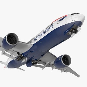 Boeing 777 200LR British Airways Rigged 3D Model