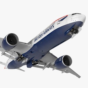 Boeing 777 200LR British Airways Rigged 3D Model