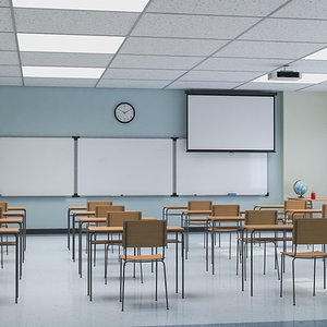 School Classroom Interior 3D Model