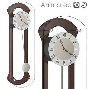 Classic wall clock with pendulum 3D model