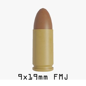 3D 9x19mm FMJ Cartridge model