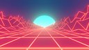 Retro Neon Synthwave Road Environment Animated