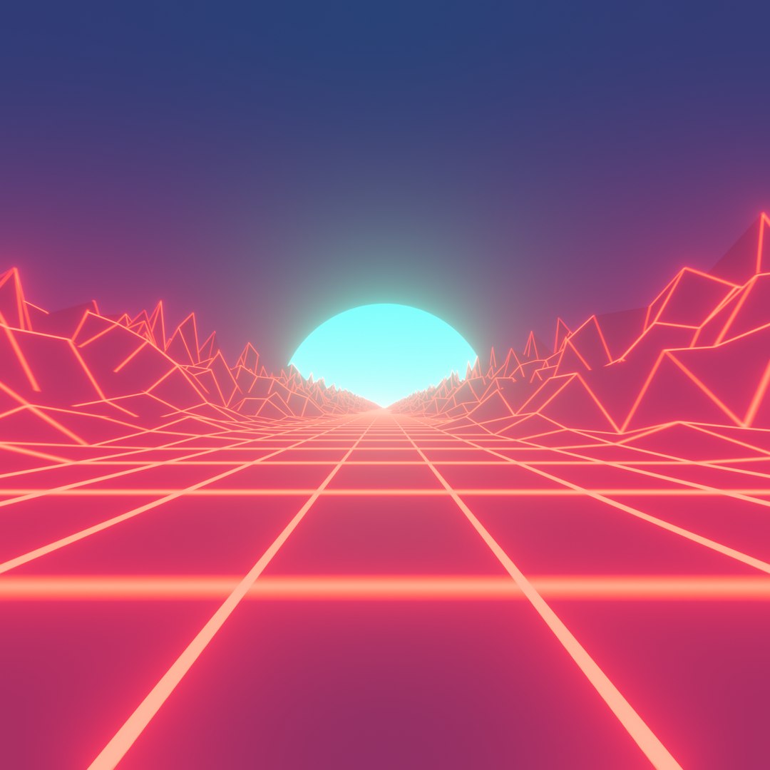 3D model Retro Neon Synthwave Road Environment Animated - TurboSquid ...