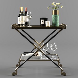 3D bar cart accessories wine glass