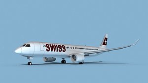 3D Airbus A220-300 Swissair model