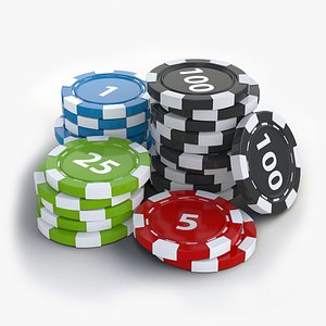 3d poker chips stack model
