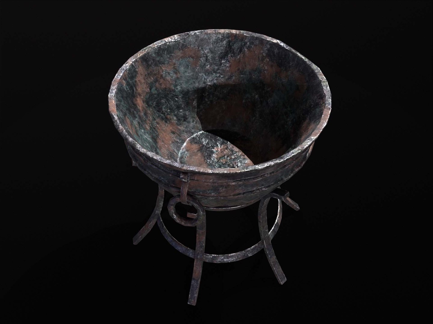 Old Metal Medieval Fire Pit Cauldron model - TurboSquid 2118475