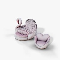 Crystal Swan Living Room Set - Swan Sofa and Heart Armchair