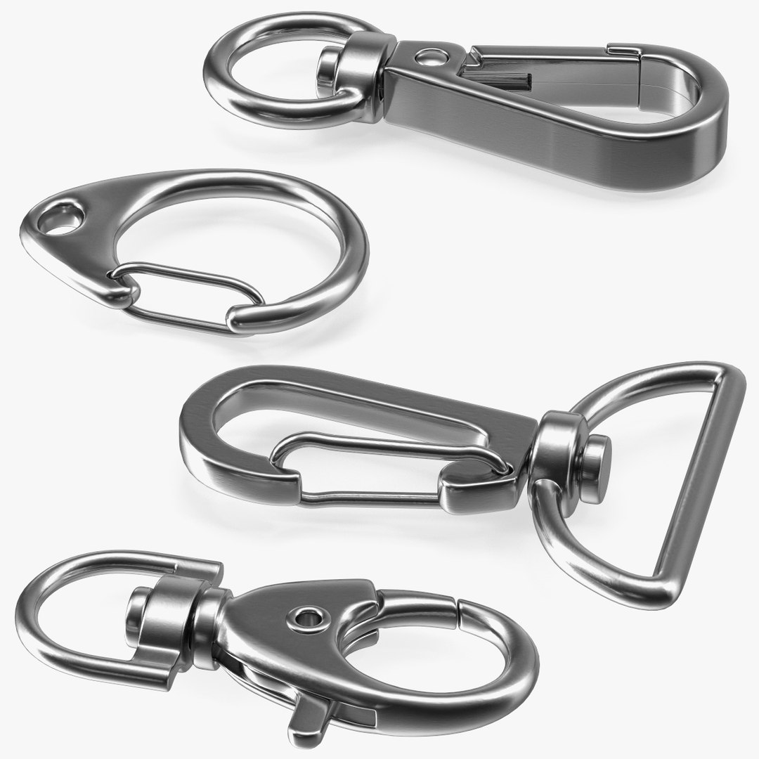 Metal Claw Clasp Silver Set 3D model preview