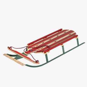 3D model Wooden snow sled