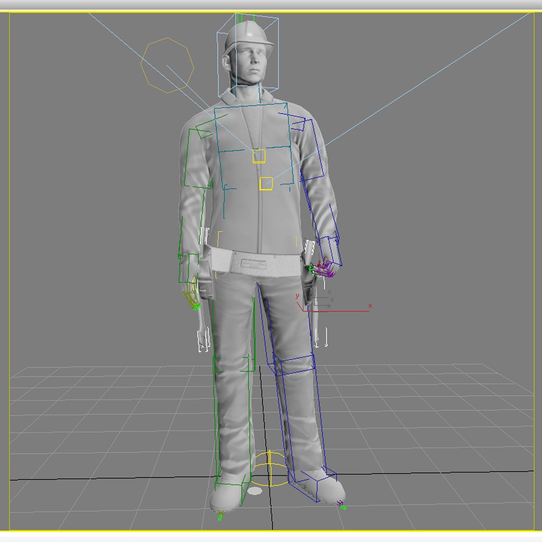 rigged worker man 3d model