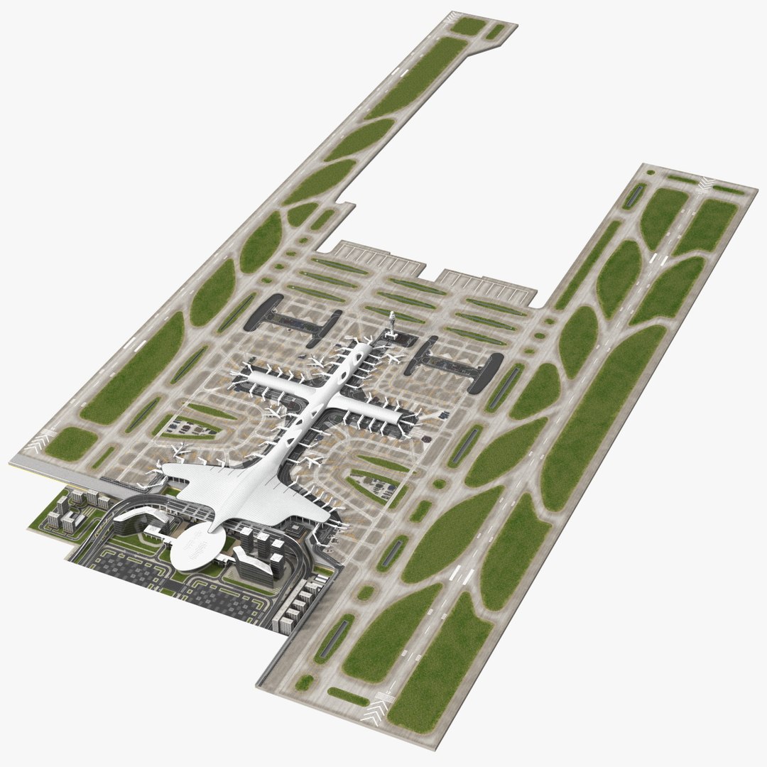 Airport Infrastructure With Aircraft 3D model preview