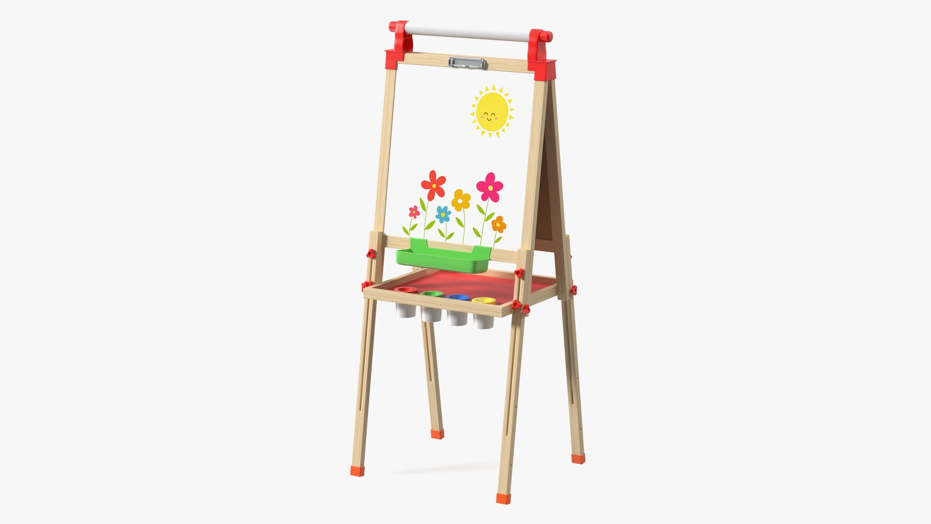 Easel Art Childrens Whiteboard 50 Inches with Picture 3D model preview