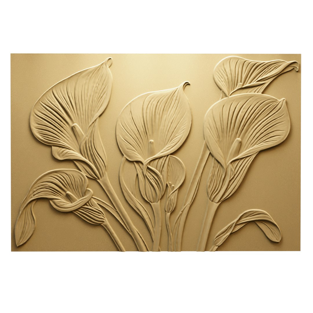 Modern Calla Lily Panel Wall Decor Set Relief Mural CNC 152 3D Model ...