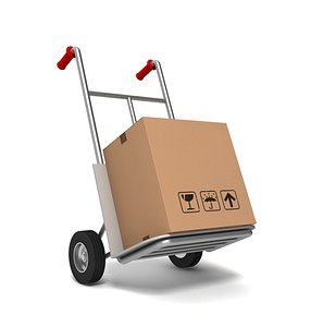 3ds max hand truck cardboard box