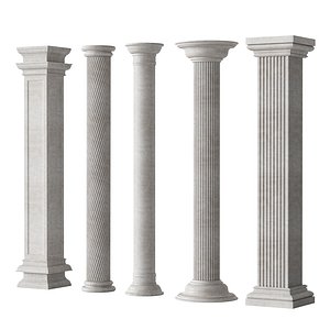 3D Marble Quintet Columns with Classic Design