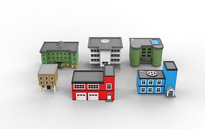 low poly city building Low-poly 3D model 3D