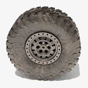 3D model Dirty Off Road Vehicle Tire with Rim