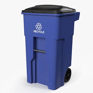 3D Plastic Recycling Bin Blue