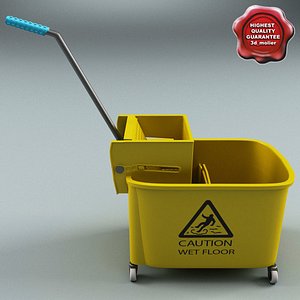 Bucket And Mop 1A - 3D Model by weeray