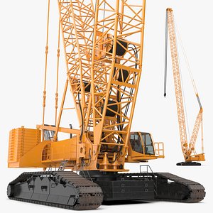 Heavy Lifting Crawler Crane Yellow 3D