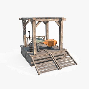 3D Ancient craftsman s small pavilion model