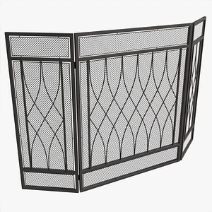 3D Folding Fireplace Screen 3-Panel Metal Mesh