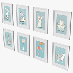 Bunny Wall Art Set for Nursery White