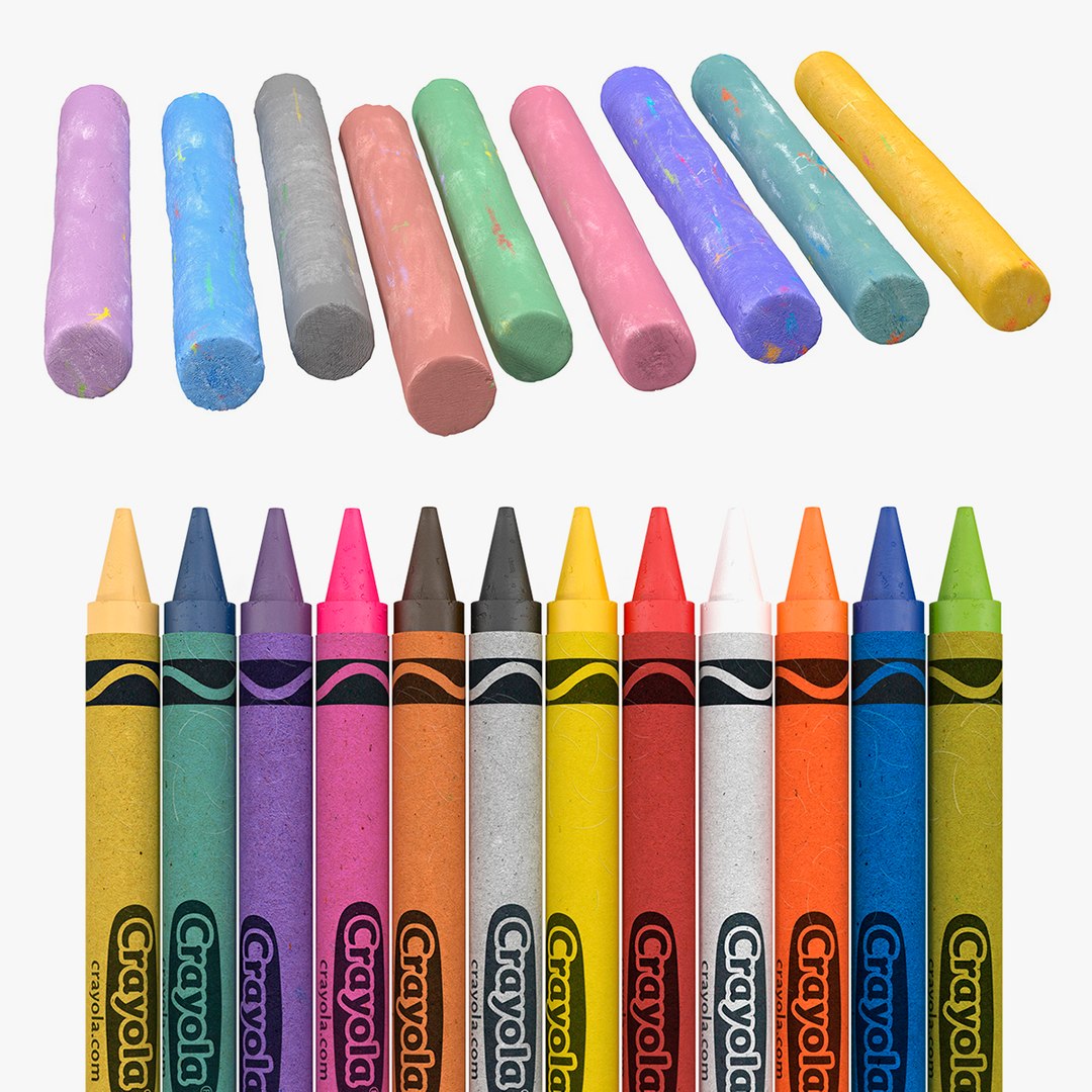 Chalks and Crayons 3D Models Collection 3D model preview