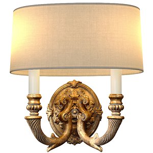 Bronze antique Double Sconce in Classic Style Wall lamp Light 3D model