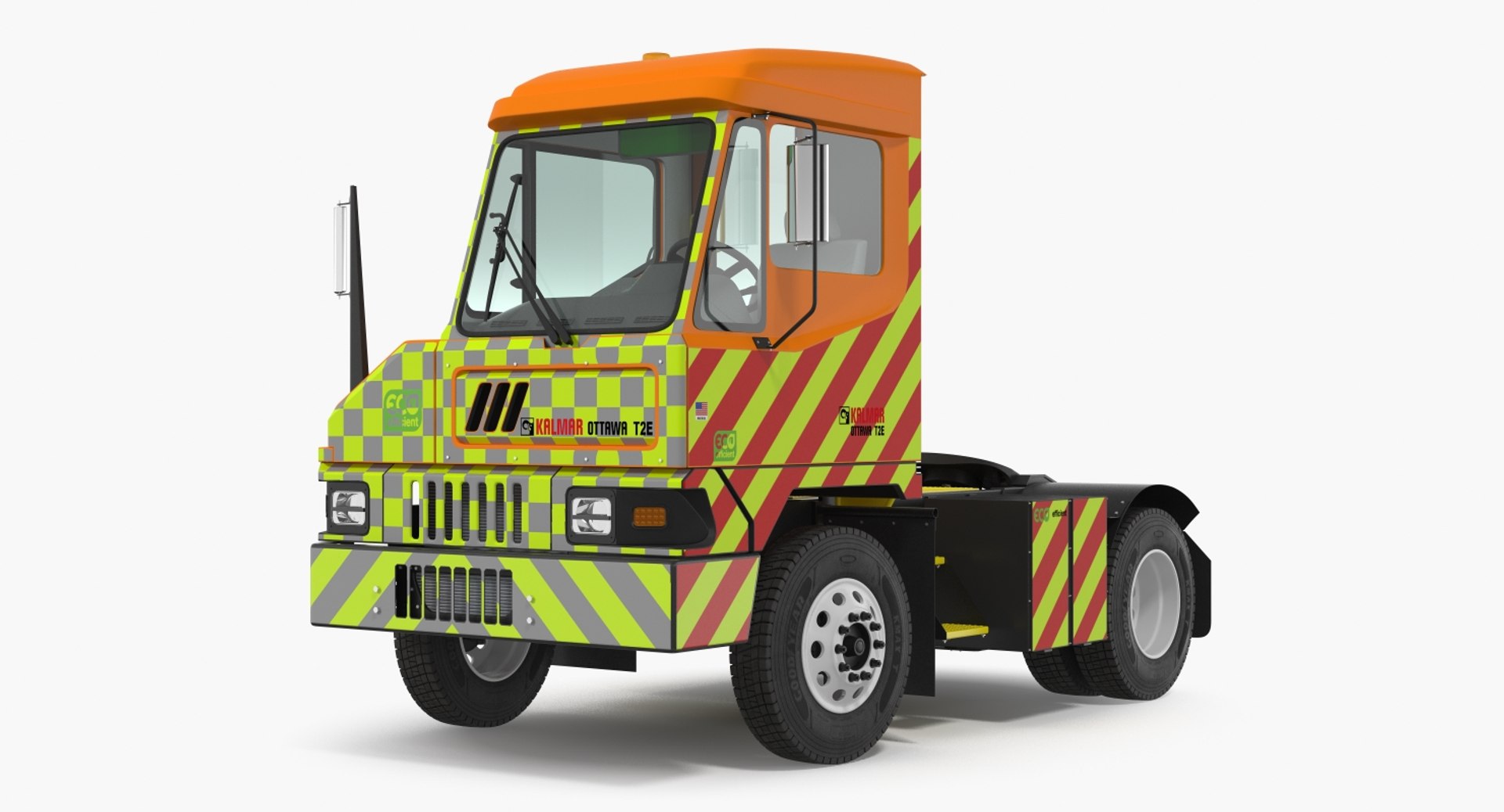 Electric Terminal Truck Kalmar Ottawa T2 Rigged 3D model preview